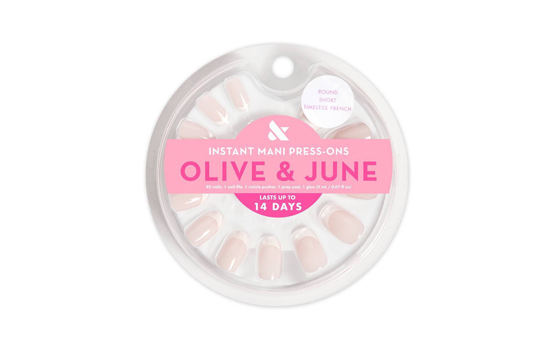 Olive & June Press-On Fake Nails - S Round - Timeless French - 42ct