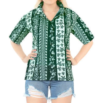LA LEELA Hawaiian Shirts Womens Short Sleeve Womens Button Up Blouses Tropical Vacation Shirt s Holidays Party Summer Button Down