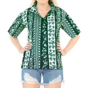 LA LEELA Hawaiian Shirts Womens Short Sleeve Womens Button Up Blouses Tropical Vacation Shirt s Holidays Party Summer Button Down - 1 of 4
