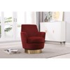 TIRAMISUBEST Swivel Barrel Chair, Accent Armchair with Gold Stainless Steel Base, Comfy Round Reading Chair for Living Room, Bedroom (Brownish Red) - 4 of 4