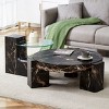 Modern Fax Marble Grain Texture MDF Round Coffee Table with Glass Side Table,Nesting Coffee Table Set Of 2,Cozy Minimalist Coffee Table Design-Koiai - 2 of 4