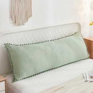 Pom-Pom Fringe Pillowcases & Body Pillow Cover – Soft Decorative Bedding Shams with Deep Pocket, Queen/King/Body Options - 1 of 4