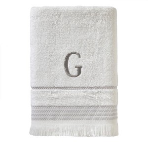 SKL Home By Saturday Knight Ltd Casual Monogram Bath Towel 28" x 54" White - 1 of 1