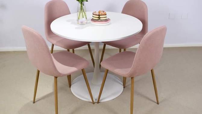 Haven+Oslo Small Dining Table And Chairs,5 Piece Round Table Set With 4 Upholstered Chairs Oak Legs-Maison Boucle, 2 of 9, play video