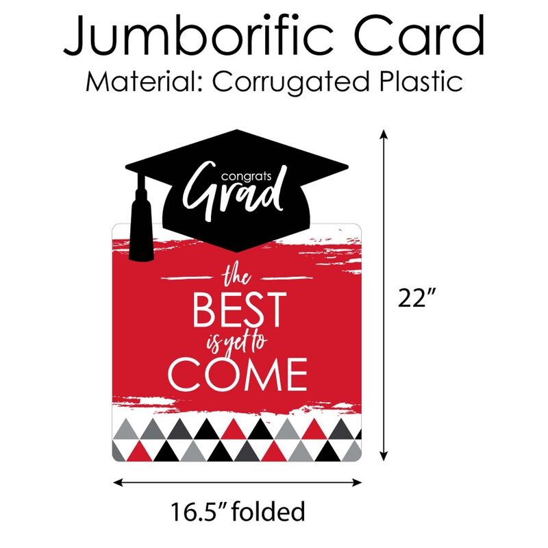 Big Dot of Happiness Red Grad - Best is Yet to Come - Red Grad Congratulations Giant Greeting Card - Big Shaped Jumborific Card, 5 of 8