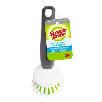 Soap Dispensing Dish Brush with Handle, Scrub Brush with 4 Sponge