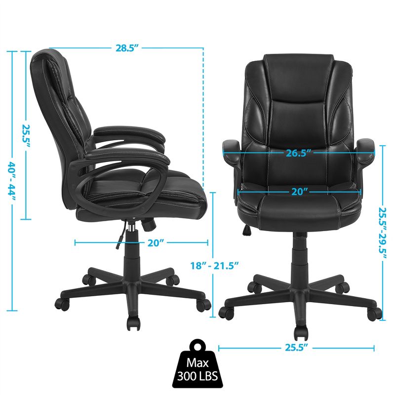 Yaheetech PU Leather Height Adjustable Office Chair with High Back,Black, 4 of 8