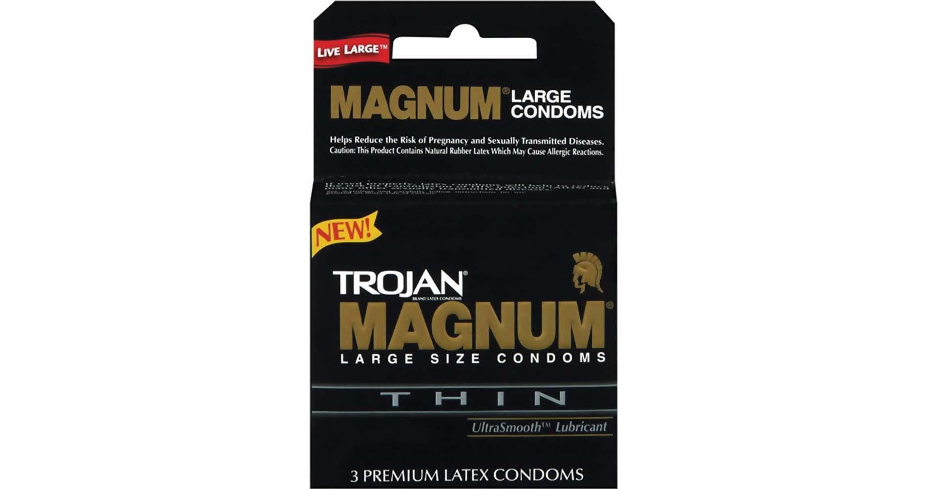 Trojan - Magnum, Thin Ultra Smooth Lubricated Latex Condoms, Large, 3 Ct