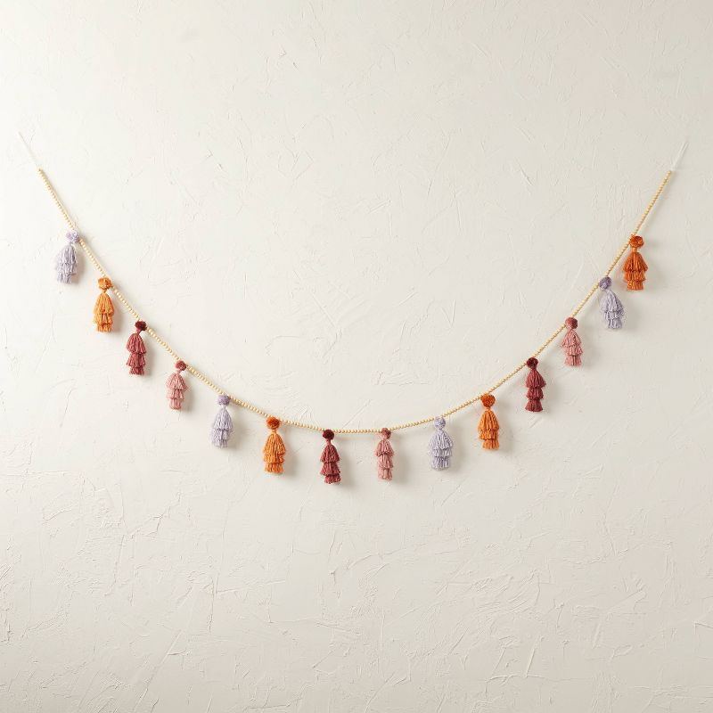 72&#34; Warm Tassel Pom Beaded Garland - Opalhouse&#8482; designed with Jungalow&#8482;, 1 of 6