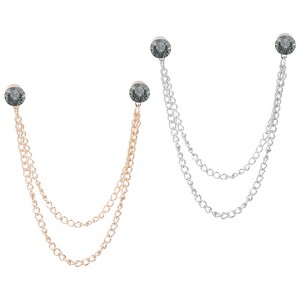 Unique Bargains Women Men Clothes Dress Round Rhinestone Tassel Chain Brooch Pins 2 Pcs - 1 of 4
