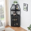 Wine Bar Cabinet with Large Storage Space and Detachable Wine Rack, Wine Cabinets with Glass Holder and Mesh Door for Dining Room, Living Room - 4 of 4