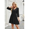 Coolmee Women's Summer  Dress Casual 3/7 Sleeve  Ruched Dresses V Neck A line Midi Dresses - 2 of 4