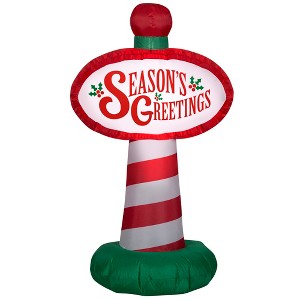 Gemmy Christmas Airblown Inflatable Season's Greetings Sign, 3.5 ft Tall, Multi - 1 of 4