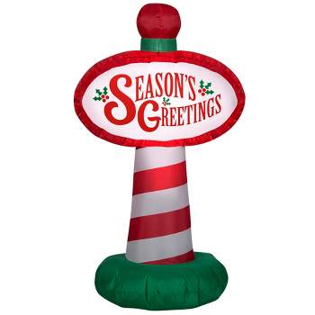 Gemmy Christmas Airblown Inflatable Season's Greetings Sign, 3.5 ft Tall, Multi