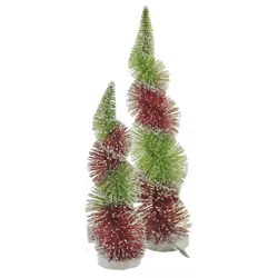 Christmas 18.0" Swirl Red/Green Tree Bottle Brush Home Decor  -  Decorative Figurines