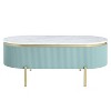 Cartehena Faux Marble Coffee Table with Drawer Light Teal Blue - HOMES: Inside + Out: Chic Gold, Mid-Century Modern Design, Concealed Storage - 4 of 4