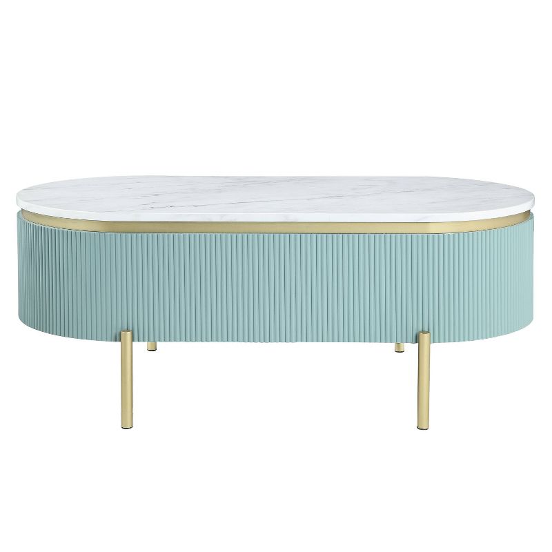 Cartehena Faux Marble Coffee Table with Drawer Light Teal Blue - HOMES: Inside + Out, 5 of 11