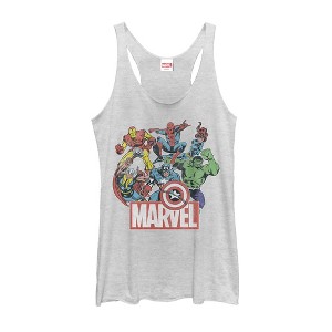 Women's Marvel Classic Hero Collage Racerback Tank Top - 1 of 3