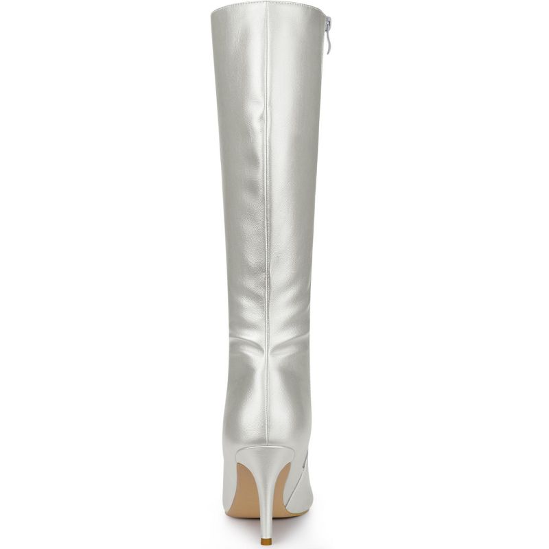 Allegra K Women's Pointed Toe Side Zipper Stiletto Heel Knee High Boots, 3 of 7
