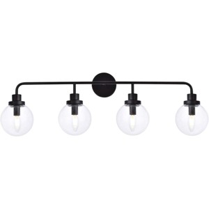 Elegant Lighting Hanson 4 lights bath sconce in black with clear shade - 1 of 4