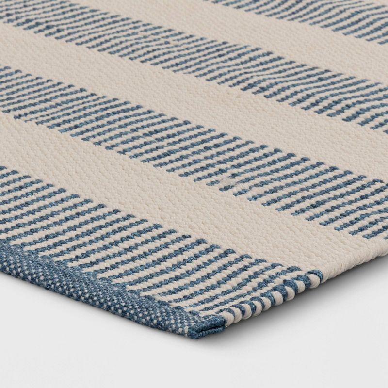 Rectangular Hand Made Woven Outdoor Rug Striped Ivory/Blue - Threshold™ designed with Studio McGee, 4 of 8