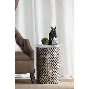 Kumasinova 14x14x20" On-Trend Cylindrical Capiz Accent End Table,2-In-1 Garden Stools for Living Room & Garden,Premium MDF Sofa Side Table,Art Deco - 1 of 4
