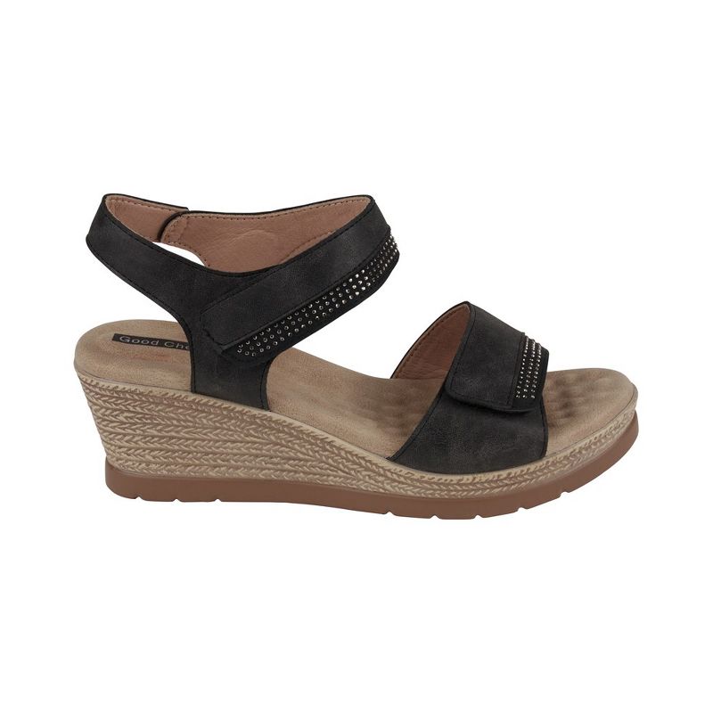 GC Shoes Jorda Embellished Velcro Comfort Slingback Wedge Sandals, 2 of 6