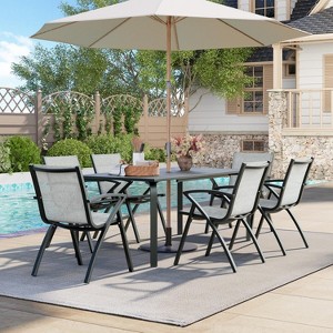 4-Pack Aluminum Patio Dining Chairs with Quick-Dry Textilene Mesh, Ergonomic Outdoor Seating for Poolside, Garden, Deck, and Commercial Use - 1 of 4