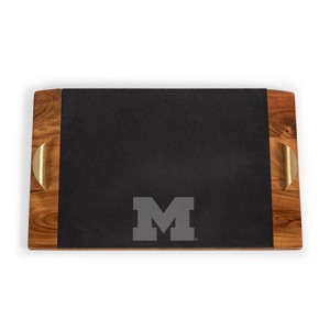 NCAA Michigan Wolverines Covina Acacia Wood and Slate Black with Gold Accents Serving Tray - 1 of 4
