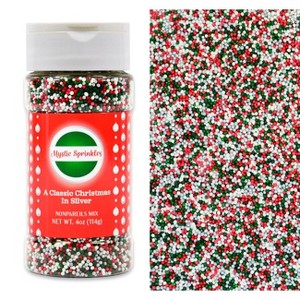 Mystic Sprinkles A Classic Christmas in Silver Nonpareil Mix 4oz Bottle - 1 of 4