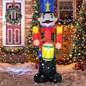 Whisen 7FT Hanging Christmas Inflatable Santa with Dog, Christmas Blow Up Decoration with Built-in LED Lights - 1 of 4