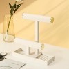 2-Tier Jewelry Display Stand with Tray, Organizer for Necklaces, Bracelets, Watches & Hair Ties, Beige - 3 of 4