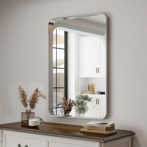 30x22 Inch Silver Bathroom Mirror, Aluminum Alloy Frame with Horizontal/Vertical Mount - 1 of 4