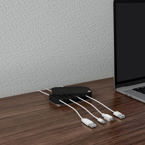 Desktop Cable Organizer- Cord Management for 7 Wires- Non-Slip Base - Holds  Computer, Charging, Power Cords by Fleming Supply