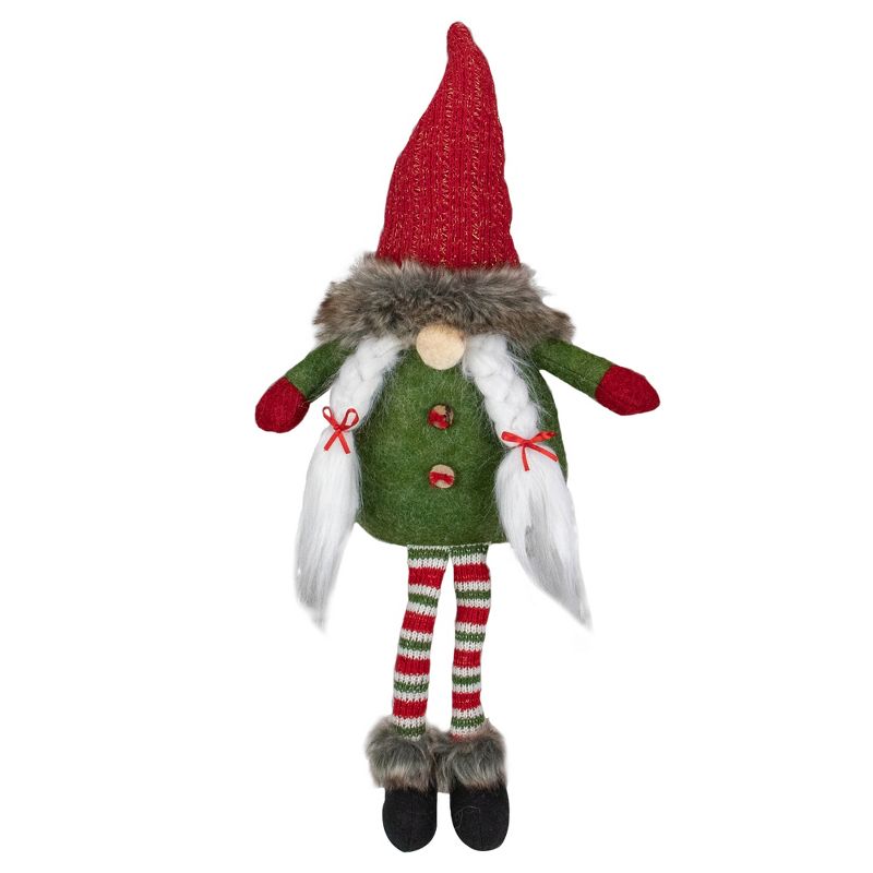 Northlight 25" Red, Green, and White Sitting Tabletop Female Gnome Christmas Decoration, 1 of 6