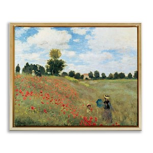 Stupell Industries Coquelicots Poppy Field Floating Frame Canvas Art, Gold, 31" x 25" - 1 of 4
