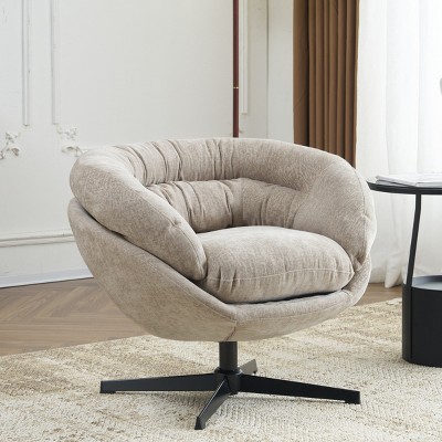 Modern Swivel Accent Chair,Chenille 360° Round Chair with Removable Cushion for Living Room Bedroom Office-Baofuwish