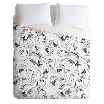 CayenaBlanca Lines Comforter Set White/Black - Deny Designs