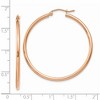 Black Bow Jewelry 2mm, 14k Rose Gold Polished Round Hoop Earrings, 40mm (1 1/2 Inch) - 3 of 4