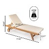 Mallorca 77.56"x23.62" Modern Classic Adjustable Acacia Wood Chaise Outdoor Lounge Chair with Cushion & Wheels - JONATHAN Y - 3 of 4