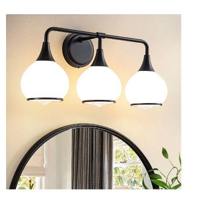 KAISITE 2 - Light Black and Gold Dimmable Bathroom Vanity Light with Globe Glass Shade