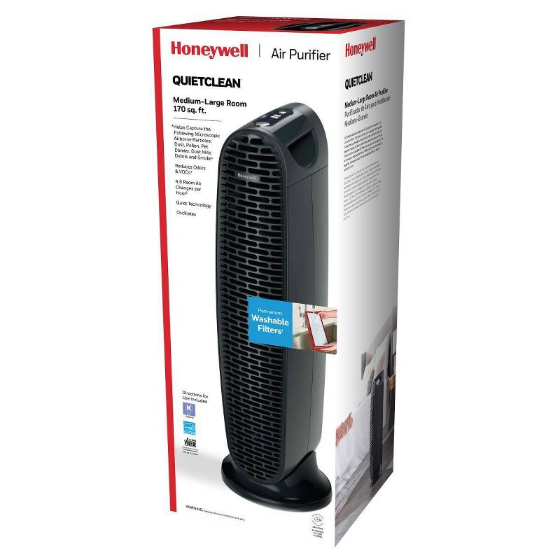 Honeywell HFD230B QuietClean Air Purifier with Permanent Filter Medium- Large Room Black, 6 of 14