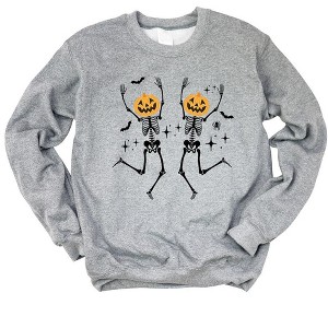 Simply Sage Market Women's Graphic Sweatshirt Pumpkin Skeleton - 1 of 4