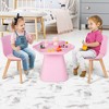 Tangkula Kids Table & 2 Chairs Set Children Activity Play Table w/ Padded Seat Beech Legs - 2 of 4