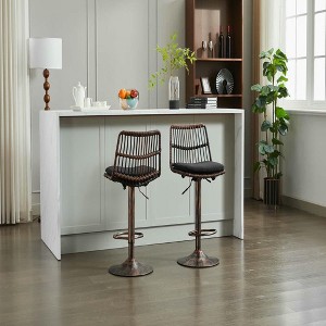 Resenkos Counter Bar Stools, Counter Stool,Set of 2 Rattan Bar Stool, 360 Swivel Bar Chair, Counter Height Chair with Footrest,Brown Black - 1 of 4
