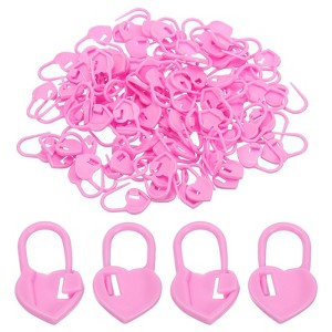 Unique Bargains Plastic Heart Locking Crochet Stitch Markers for Sewing DIY Craft 100 Pcs - 1 of 4