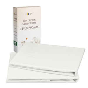 100% Cotton Pillow Cases Set of 2 Soft & Cooling Sateen Weave by California Design Den - 1 of 4