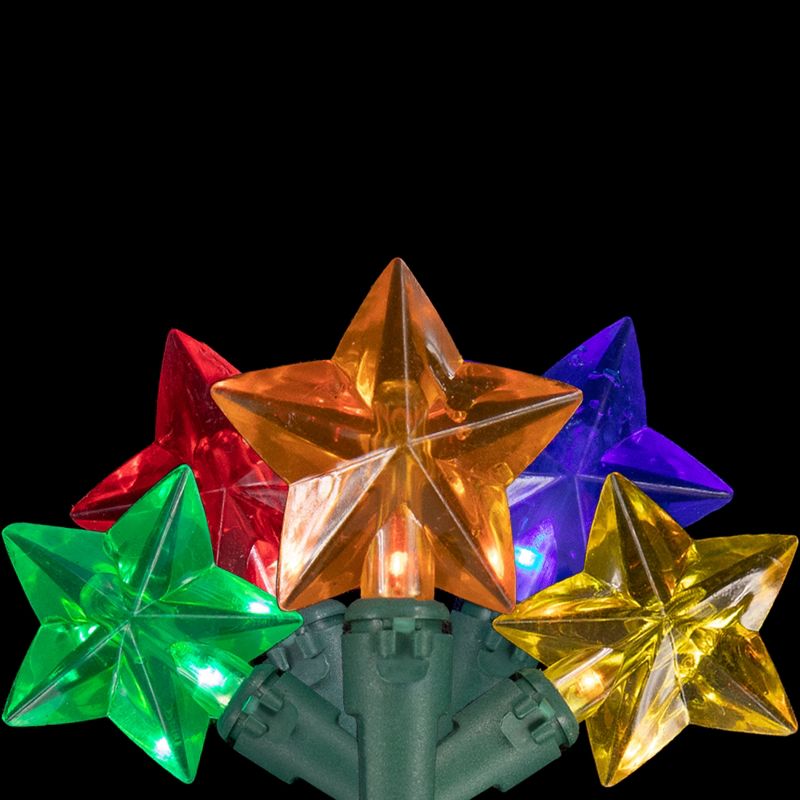 Northlight 20-Count Multi-Colored Star Shaped LED Christmas Light Set- 4.5ft, Green Wire, 2 of 4
