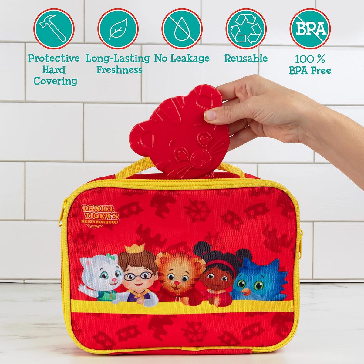 Daniel Tiger Reusable Hard Ice Pack 3 Pack (Red) Fits Easily In Lunch Box, Bento or Insulated Bag - Long Lasting Slim Lightweight Design - thumbnail 2