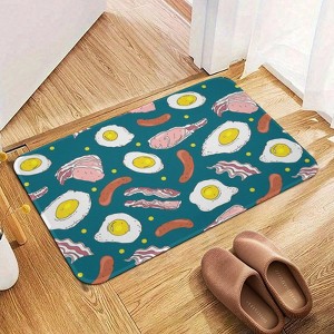 Breakfast Bacon Eggs Sausages Food Bathroom Rugs Winter Bath Mat Absorbent Non Slip Bathroom Mat Christmas Soft Floor Carpet 16x20 Inches - 1 of 1